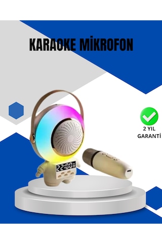 Kablosuz Mikrofonlu Astronot Tasarım Bluetooth Speaker Karaoke - Lisinya