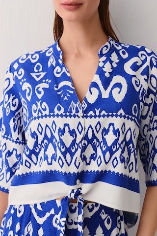 Suwen Island Plaj Gömleği Sba253001112 Saks Desenli Saks