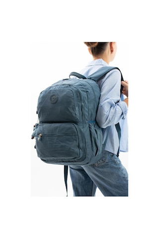 Baginn Kadın Sırt Çantası Hafif Kumaş Çok Cepli Kabin Boy Seyahat Çantası 43 30 Cm Unisex Okul Çantası Mavi