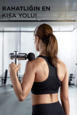 Lenovo N3 Gri Darbeli Titreşimli Masaj Tabancası Güçlü 1800mah Şarjlı 8 Başlıklı Egzersiz Aleti Gri