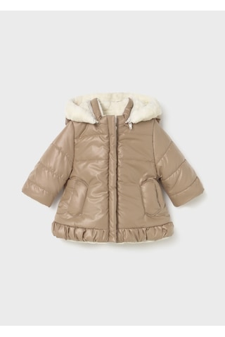 Kız Bebek Çift Taraflı Peluş Mont 2404 Bej