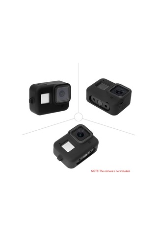 Jeemson Gopro Hero 8 Kamera İçin Silikon Korumalı Kılıf - Sert Çarpmalardan Ve Çiziklere Koruma, Kolye İle Taşınabilir - Siyah