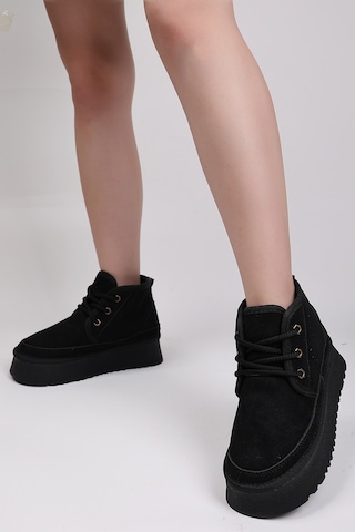 Silvana Kadın Bağcıklı Ugg A010-h61 Siyah