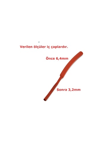 1 Metre 6,4mm Kırmızı Isı İle Daralan Makaron Kablo Izolasyon