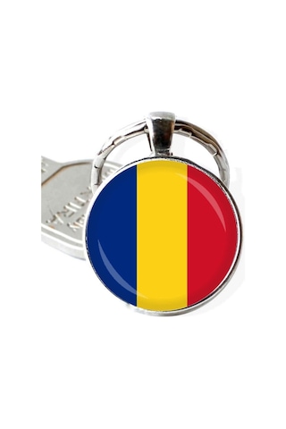Tamgacrafts Romanya Romania Bayrağı Metal Anahtarlık Ülke Temalı Hediyelik Çok Renkli