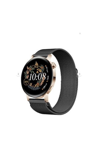 Huawei Watch Gt3 Elegant / Gt2 42mm Uyumlu 20mm Manyetik Milanese Loop Metal Kordon Siyah