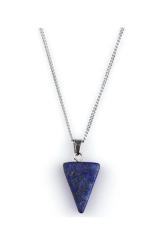 Lapis Lazuli Doğal Taş Üçgen Model Kolye Gümüş
