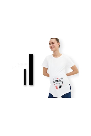 Bk Gift Espri Tasarımlı Beyaz Hamile Tişörtü, Hamileye Hediye, Yeni Anne Hediyesi, Arkadaşa Hediye-3 001