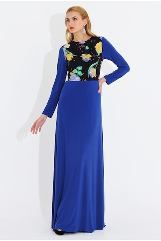 Nidya Moda Büyük Beden Elbise-4046Sx Saks