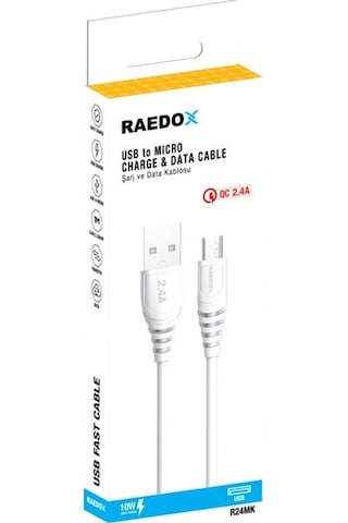 Raedox Usb To Micro 10w 2.4a Şarj Kablosu Raedox Usb To Micro 10w 2.4a Şarj Kablosu