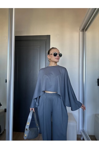 Keymoda Kadın Panço Takım Antrasit Antrasit