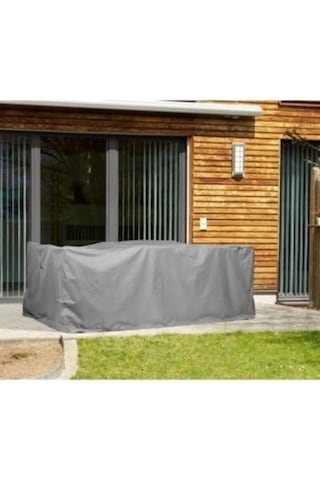 Premium Kalın Bahçe Mobilya Brandası 260x160x80 Cm Masa Sandalye Gri