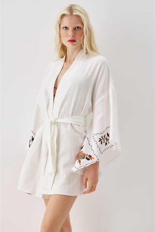 Sagaza Studio Ss6185 Desenli Kimono Kahverengi
