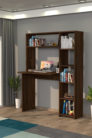 Moonlife Moonlife Duru Kitaplıklı Çalışma Masası Ceviz