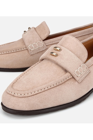 Hotiç Kadın Süet Deri Bej Toka Detaylı Klasik Loafer 01ayh321300a310 01ayh321300a310