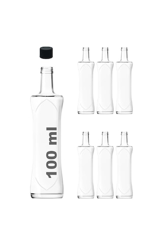 100 Ml Şeffaf Piramit Sosluk 100 Cc Kapaklı Kavisli Cam Şişe 6 Adet Siyah Plastik Genel