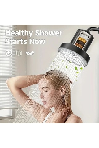 Fastbuy Challenger Simli 1 Adet Basınçlı Yuvarlak Filtreli Duş Başlığı, Su Tasarruflu Yağmur Banyo Aksesuarı Duvara Montaj