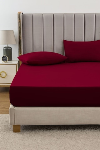 Ranforce Bordo Pamuklu Tek / Çift Kişilik Battal Tam Kenar Lastikli Çarşaf 14 Renk Fıtted Bordo