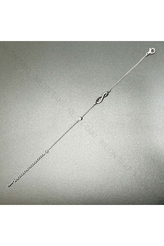 Sonsuzluk Sembolü, Zirkon Taşlı, Paslanmaz Çelik Bileklik 418, Gümüş Renk Gümüş