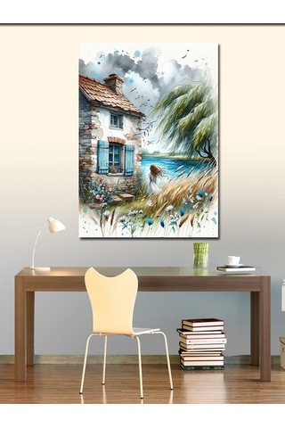Kanvas Tablo Deniz Kenarında Ev 100cmx140cm