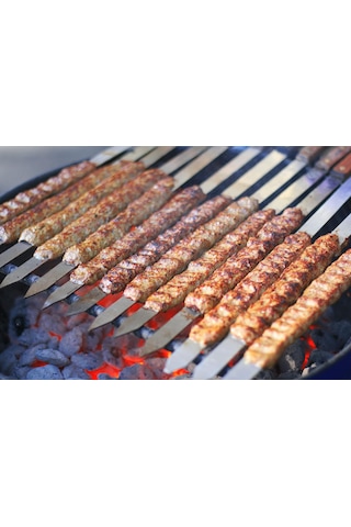 15 adet 55 Cm Ömürlük Paslanmaz Adana Kebap Şişi Kıyma Adana Kebap Şiş