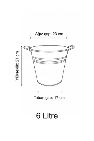 6 Litre Paslanmaz Metal Leğen - Bakır Renk Çok Amaçlı Kova Ve Bahçe/balkon Saksılığı 23 Cm Çap