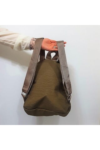 Fiyra S1 Camel Renk Krinkıl Kumaş Dört Bölmeli Bayan Sırt Çantası 001