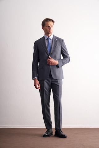 İmza Koyu Lacivert Kırlangıç Yaka Çizgili Desen Slim Fit 6 Drop Takım Elbise 1001255166 Koyu Lacivert