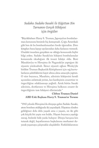 Sadako: Sadako Sasaki ile Kağıttan Bin Turnanın Gerçek Hikayesi