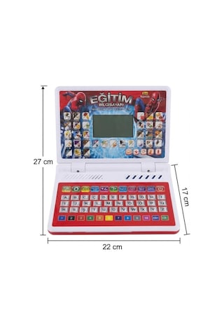 Süper Kahraman Eğitici Bilgisayar 100 Fonksiyonlu Müzikli Harf Kelime Ve Şarkı Modlu Oyuncak Laptop