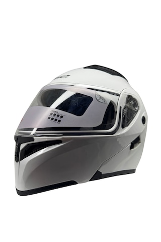 Kask Rs2 Marka Çene Açılır Güneş Vizörlü Beyaz