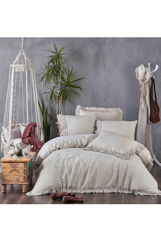 Ecocotton Miranda Çift Kişilik Nevresim Takımı %100 Keten Bej 200