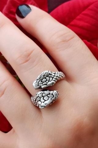 Antik Gümüş Kaplama 2 Taraflı Büyük Yılan Şekilli Ayarlanabilir Y - 512465357