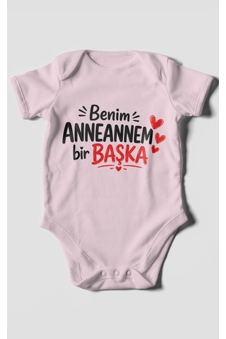 Morivokids Anneannem Bir Başka Kısa Kollu Bebek Body %100 Pamuk Bebe Pembe