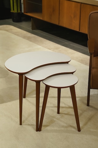 Berlin 3'lü Zigon Sehpa &100 Mdf Beyaz