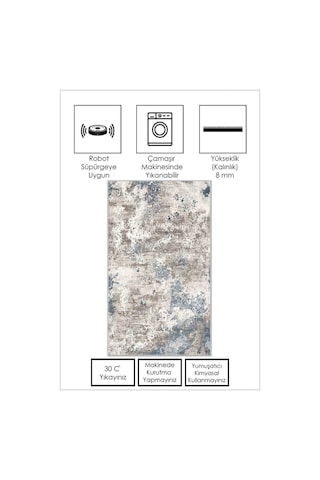 West Home Dijital Baskı Yıkanabilir Kaymaz Taban Leke Tutmaz Mutfak Halısı Salon Halısı Ve Yolluk Wh 245 Turkuaz