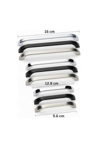 Göksu Siyah Metal Mutfak Dolap Kulpları, Çekmece Kapak Kulbu, Mobilya Kulp 96 Mm, Adet, 1 155 x 230 MM (Büyük Boy)