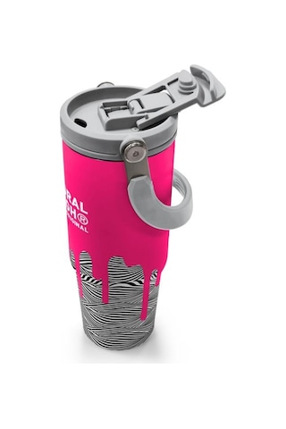 Coral High Kids Pembe Siyah Beyaz Desenli Pipetli Ve Direkt İçim Çelik Termos 900 Ml 38718 Çok Renkli