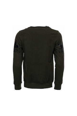 Yeşil Baskılı Taşlı Bisiklet Yaka Sweatshirt - Wessi Siyah