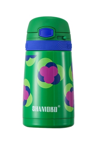 Shamobo 350 Ml Paslanmaz Çelik Pipetli Termos - Çocuk Termosu 6 Saate Kadar Isı Yalıtımı Yeşil