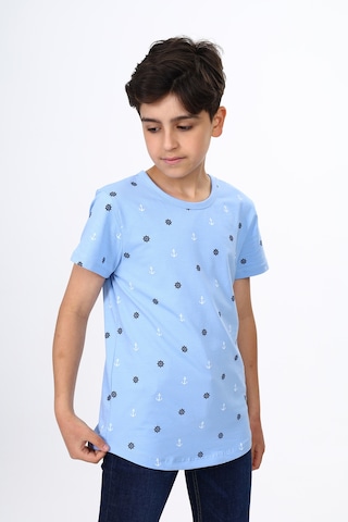 Toontoy Kids Toontoy Erkek Çocuk Dümen Ve Çapa Baskılı Tişört Mavi