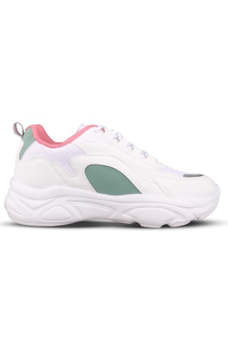 Mp 242-2076 Beyaz Yeşil Kadın Bağcıklı Spor Ayakkabı Beyaz - Yeşil