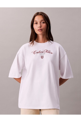 Calvin Klein Kısa Kollu Oversize Ck Ny Kadın Beyaz T-shirt Lv047e232g-yaa Beyaz