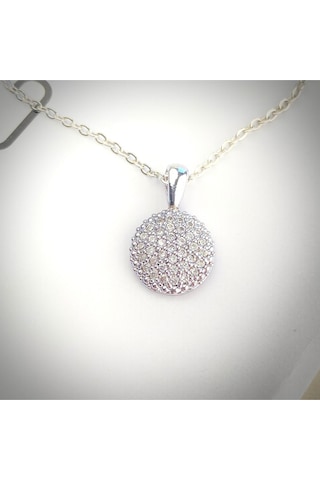Yuvarlak Kolye Kadın Full Zirkon Taşlı Silver Kolye 45cm Gümüş