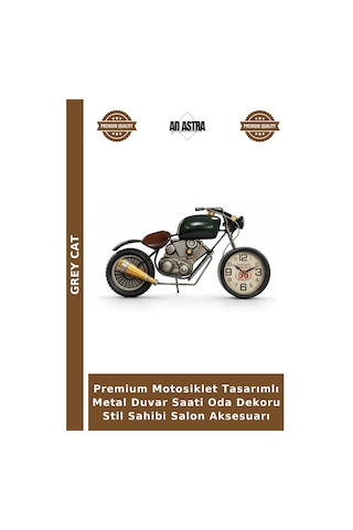 Premium Motosiklet Tasarımlı Metal Duvar Saati Oda Dekoru Stil Sahibi Salon Aksesuarı
