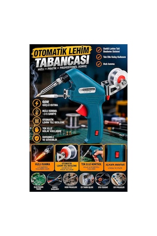 60w Otomatik Lehim Tabancası Lehim Teli Beslemeli Hızlı Isınan Tek Elle Kullanım Aç/kapa