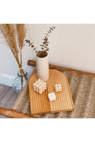 Ahşap Oymalı Yarım Gökkuşağı Kesme Tahtası Ve Sunum Tepsisi Takı Tepsisi Boho Sunum Büyük Boy 24x33 Ahşap