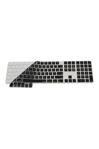 Apple Magic Keyboard 3 A2520 Numeric Klavye Koruyucu Us Ansı Yatay Enter Uyumlu Ultra İnce Silikon Kaplama Şeffaf Ve Baskılı Seçenekler Keyboard Protector Siyah