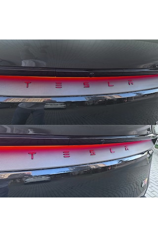 Tesla Model Y Uyumlu Arka Bagaj Logosu 3d Harf Seti - Kırmızı Silver Siyah Bagaj Etiketi