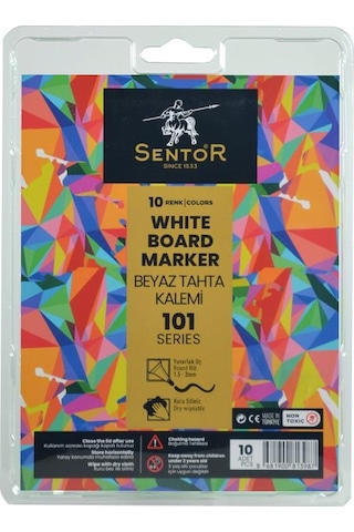 Sentor 10 Renk Beyaz Tahta Kalemi Seti Çok Renkli